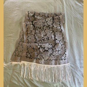 Vintage Metallic Woven Organza Scarf